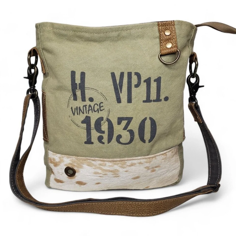 Myra Oaken Market Crossbody Bag Women's Leather and Canvas Color Panel Purse - Image 1 of 4