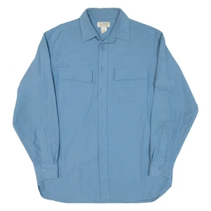 LL BEAN Mens Flannel Shirt Blue Long Sleeve M - Picture 1 of 6