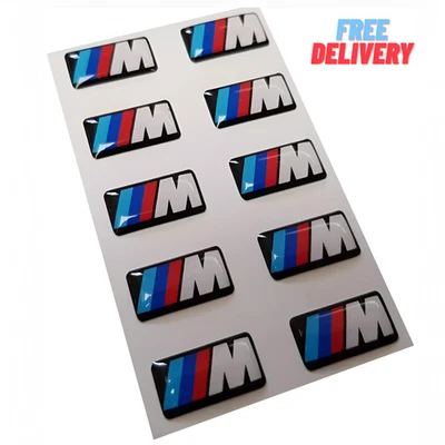10 X M SPORT PERFORMANCE ALLOY WHEEL BADGE STICKER EMBLEM DECAL BMW 17MM X 9MM