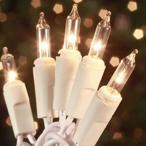 Christmas Lights 100 Count Mini Clear Lights 21Ft White Wire Christmas Tree Stri - Picture 1 of 12