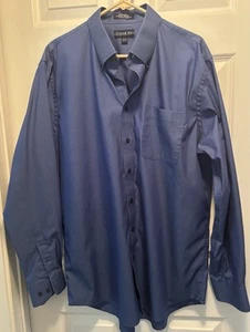DAMON Men's Dress Shirt Size 17 1/2, 36-37 Blue w/Purple Sheen Ultra Pinpoint  - Picture 1 of 5