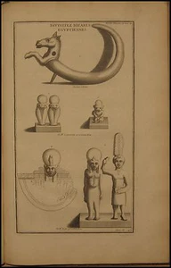 Figura antigua de dioses extraños de Egipto con impresión de Montfaucon de 1724 - Imagen 1 de 1