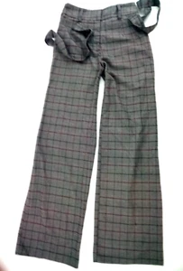 Joe B by Joe Benbasset Womens Black/Wine/White Plaid Wide Leg Dress Pants Size 1 - Picture 1 of 14