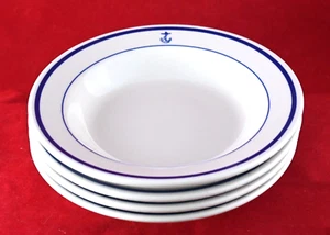 US Navy Department Fouled Anchor 4pc Wide Rimmed 9" Soup Bowl Homer Laughlin - Picture 1 of 4