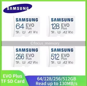 SAMSUNG 128GB/64GB/256GB/512GB EVO Plus Micro SD Card Flash Memory Card TF Card - Picture 1 of 14