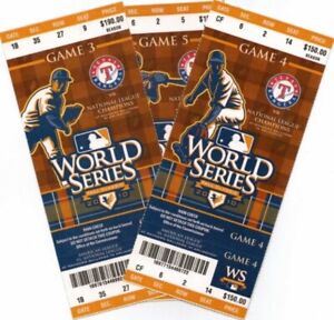 2010 Texas Rangers World Series Game 3 4 5 FULL Ticket Stub GIANTS + SGA Lanyard