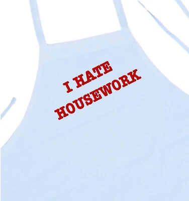 COOLAPRONS Coneheads Costume I Hate Housework, Funny Halloween Apron, White Cooking Apron