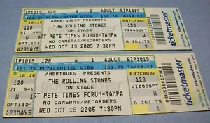 2 Unused Rolling Stones Concert Tickets St Pete Times Forum Oct 19 2005 - Picture 1 of 2