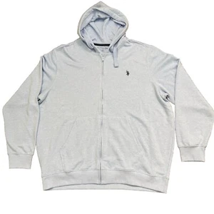 U.S. Polo Assn Full Zip Hoodie Logo Pockets Baby Blue Size Mens 2XL NWOT Classic - Picture 1 of 12