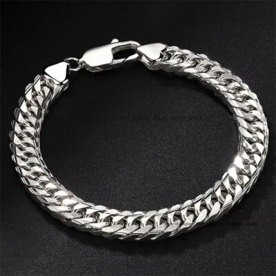 Pure Platinum 950 Chain Men Lucky 4.3mm Curb Cuban Link Bracelet 16.6g 8inch - Image 1 of 4