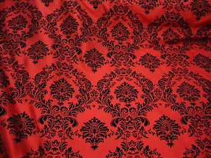 50ft Red Flocking Damask Aisle Runner Taffeta Fabric 58" Flocked Velvet Event - Picture 1 of 3