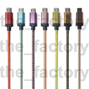 Short Micro USB Gold Braid Fast Charge 20cm Rope Sync Cable for Android Samsung - Picture 1 of 8