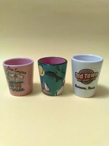 Lot Of 3 Souvenir New Smyrna and Kissimmee, Florida Ceramic Shot Glasses - Picture 1 of 5