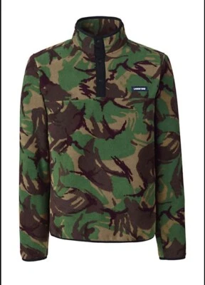 New Lands End Fleece PULLOVER 42 44 Tall CAMOUFLAGE Snap Neck Top men LARGE LT - Image 1 of 4