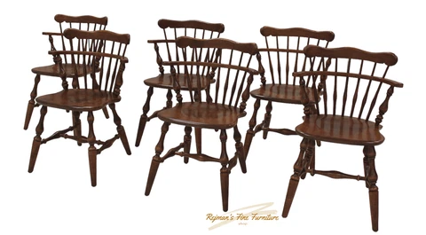 Ethan Allen Heirloom Nutmeg Maple Comb Back Dining Chairs- Set of 6 #10-6040 Cover