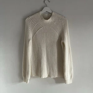Whistles Cream Wool Blend Rib Knit Funnel Neck Relaxed Jumper Size Small S - Picture 1 of 14
