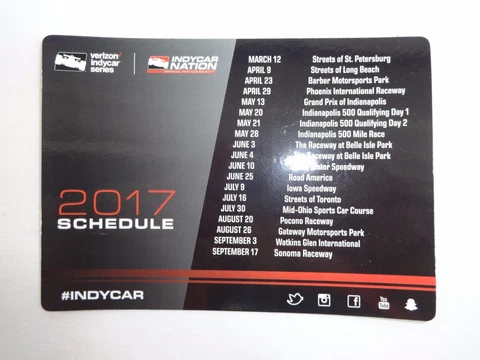 2017 Schedule Magnet IndyCar Nation Official Fan Community Indy 500 Cover