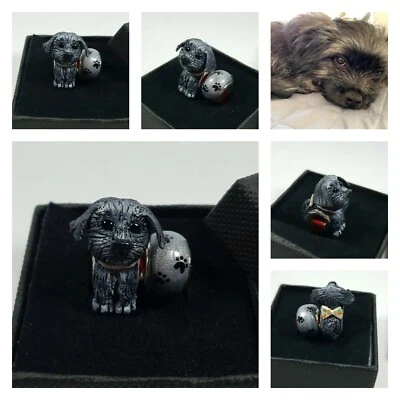 PERSONALIZED Custom pet MINI DOG jewelry gift charm pendant bracelet round bead  - Image 1 of 4