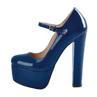 Onlymaker Women Fashion Round Toe Platform High Block Heel Mary-Jane Pumps Shoes