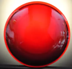 Excel! Vintage Glass Railroad Red Signal Lens 4 3/4" smooth, both sides, not emb - Picture 1 of 2