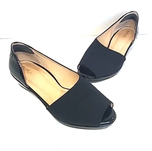 Nurture Black Wedge Flats Leather Comfort Shoe Women SZ 8.5 M - Picture 1 of 11