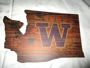 WASHINGTON HUSKIES State Shaped Wood Sign 23" x 15" #05 SALE - NEW - Picture 1 of 3