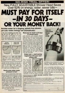 1978 Vintage Print Ad American Consumer DeLuxe Adjustable Shower Head Saves - Picture 1 of 2