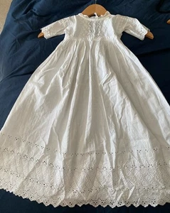 Edwardian Baby's Cotton Broderie Anglaise Lace Christening Gown 28” Long - Picture 1 of 10