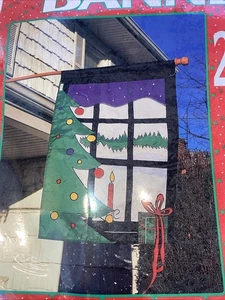 Vintage Christmas Tree  Outdoor Garden Flag 28”x40" Banner Double Sided 1995 - Picture 1 of 4