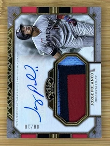 2024 Topps Tier One Jorge Polanco GAME-USED PATCH Auto #/10 Minnesota Twins - Picture 1 of 2