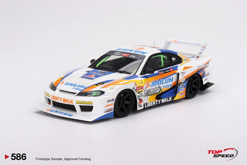 1/18 NISSAN LB-SUPER SILHOUETTE S15 SILVIA NO.555 2023 FORMULA DRIFT JAPAN - Image 1 of 1