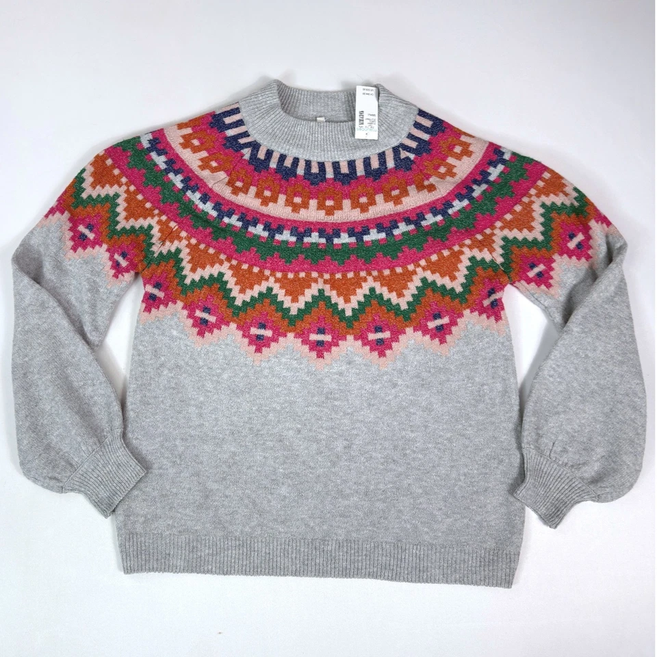 Maurices Fair Isle свитер пуловер ворота цветной вязаный маленький - Изображение 1 из 4