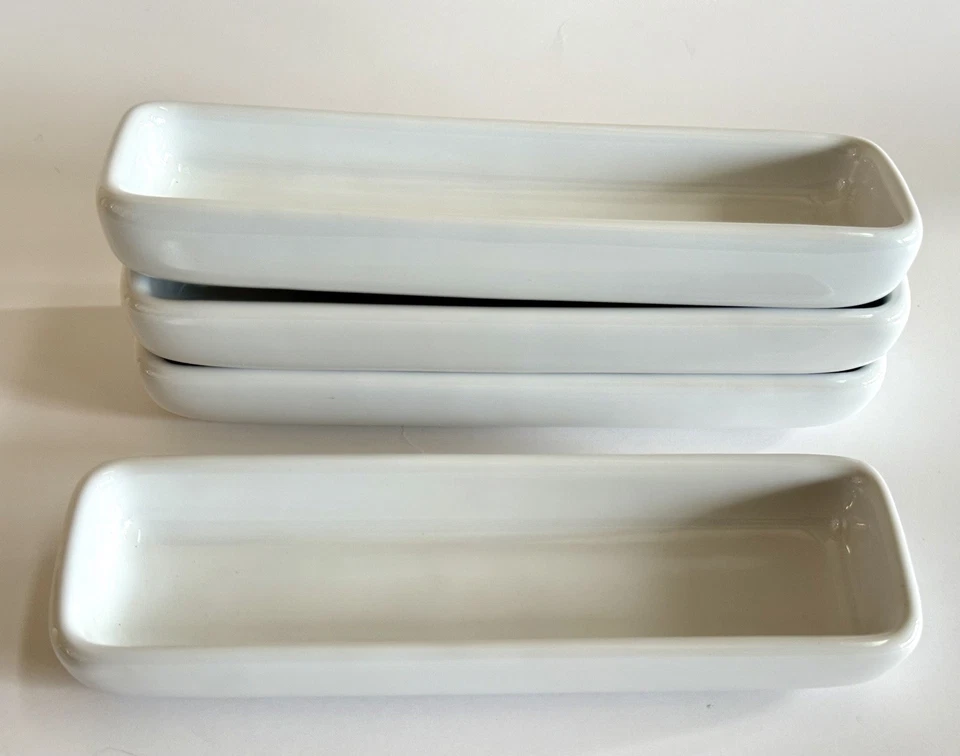 PAMPERED CHEF White Rectangular Trays – Set of 4 Simple Additions 6.75” x 2” EUC - Image 1 of 4