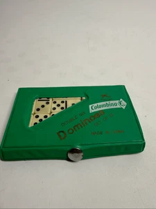 Dominó Columbina Doble Seis Vintage 28 Piezas Con Estuche Verde - Imagen 1 de 7