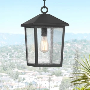 John Timberland Westmont 15 3/4" High Sand Black Outdoor Hanging Light - Picture 1 of 9