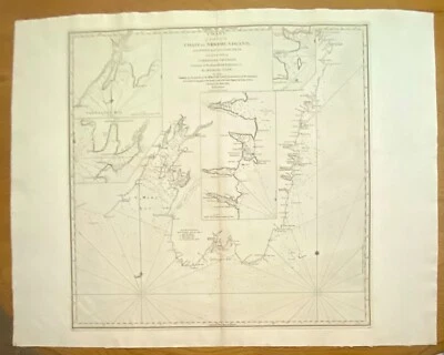 Оригинальная карта часть побережья Ньюфаундленда от Michael Lane 1773 обновленная 1809 - Изображение 1 из 4