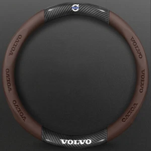 15" Steering Wheel Cover Genuine Leather For Volvo Brown New - Picture 1 of 3