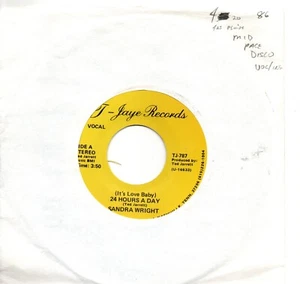 Sandra Wright:It's love baby 24 hours a day Vocal & Instrumental:T-Jaye Records - Picture 1 of 1