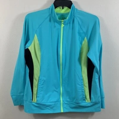 Livi Active Athletic Jacket Womens Plus Size 14/16 Aqua Full Zip Lane Bryant - Image 1 of 4