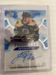 2017-18 UD ICE PREMIERES AUTOGRAPHS JAKOB FORSBACKA-KARLSSON /299 NO. IPA-FK RC - Picture 1 of 1