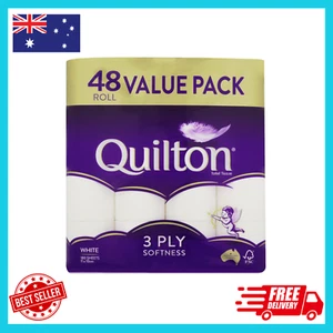48x Quilton Toilet Paper Tissue Rolls 3-Ply 180 Sheets - Free postage Best Price - Picture 1 of 6