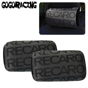 2PCS Recaro Gray Fabric Headrest Pillow For Head Rest Cushion Bucket Racing Seat - Picture 1 of 10