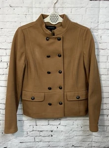 Talbots Camel Jacket Size 6 Women Peacoat Tan Military Double Button - Picture 1 of 13