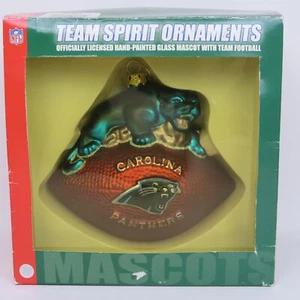 Carolina Panthers NFL Team Spirit Ornaments Lg 5" HandPainted Glass Football NOS - Picture 1 of 13