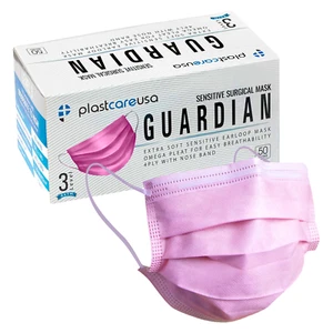 Pink Surgical Face Masks, ASTM Level 3 (Box of 50), Medical Disposable 4-Ply - Picture 1 of 5