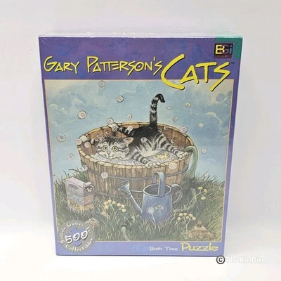 HTF Gary Patterson Cats Bath Time 2001 Buffalo Games Jigsaw 500pc SEALED Vtg - Image 1 of 4
