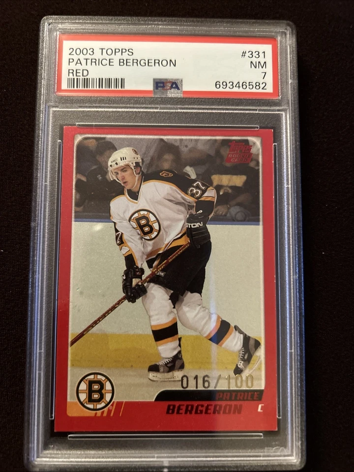 2003-2004 TOPPS #331 PATRICE BERGERON RED Rookie /100 PSA 7 Pop = 1 none higher - Image 1 of 2