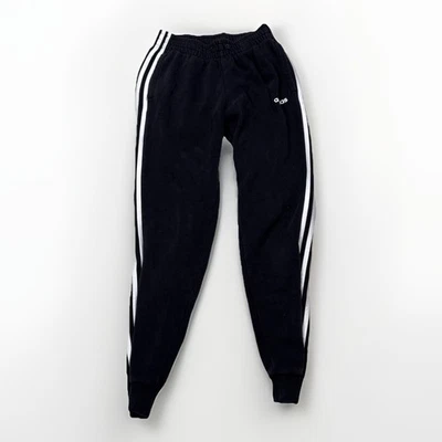 Calça de moletom Adidas preta e branca 3 listras laterais academia lã joggers pequena - Imagem 1 de 4