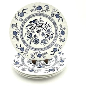 J.&G. Meakin Blue Nordic Dinner Plate Set Of 4 Blue Onion Ironstone England Vtg - Picture 1 of 9