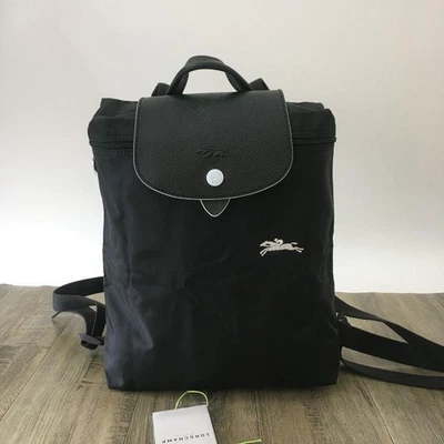 Longchamp Le Pliage Backpack Black w/white logo Nylon Foldable OUTLET New FS JP - image 1 of 4